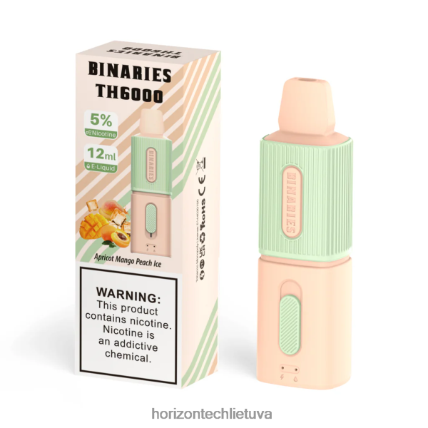 Horizon Tech Vape - HorizonTech Binaries Cabin th6000 vienkartinis 12ml JZ6P80104 abrikosų mango persikų ledas