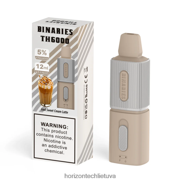 Horizon Tech Vape - HorizonTech Binaries Cabin th6000 vienkartinis 12ml JZ6P80124 ledinė saldi grietinėlė latte