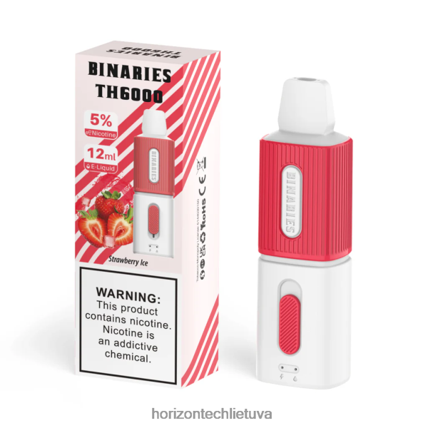 Horizon Tech Vape - HorizonTech Binaries Cabin th6000 vienkartinis 12ml JZ6P804 braškių ledų